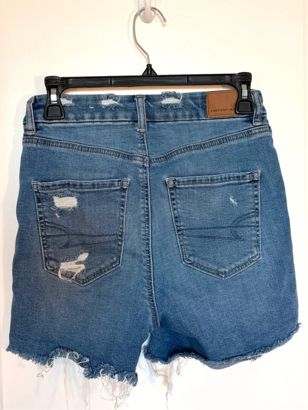 American Eagle Outfitters Curvy Hi-Rise Distressed High-Rise Denim Shorts